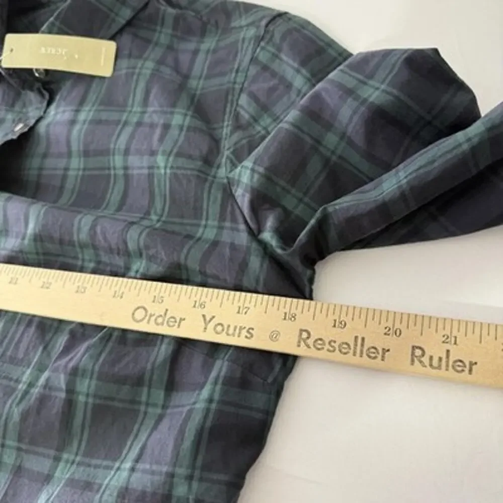J Crew Plaid Perfect Top 6 Blue Green Cotton Button Up Long Sleeve Shirt Womens